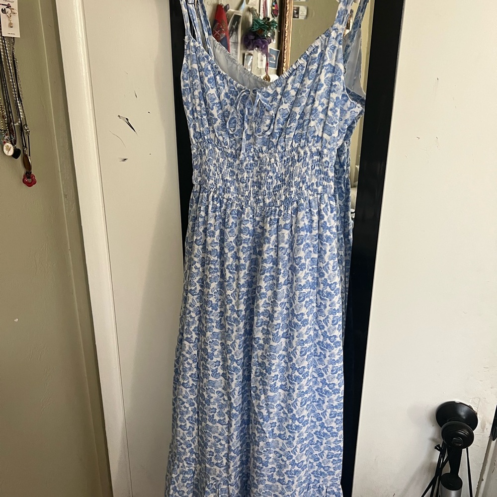 Hollister Light Blue Patterned Maxi Dress